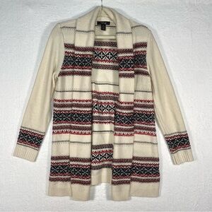 Style & Co Women's Jacquard  Open Front Cardigan Ivory Size PL Aztec‎